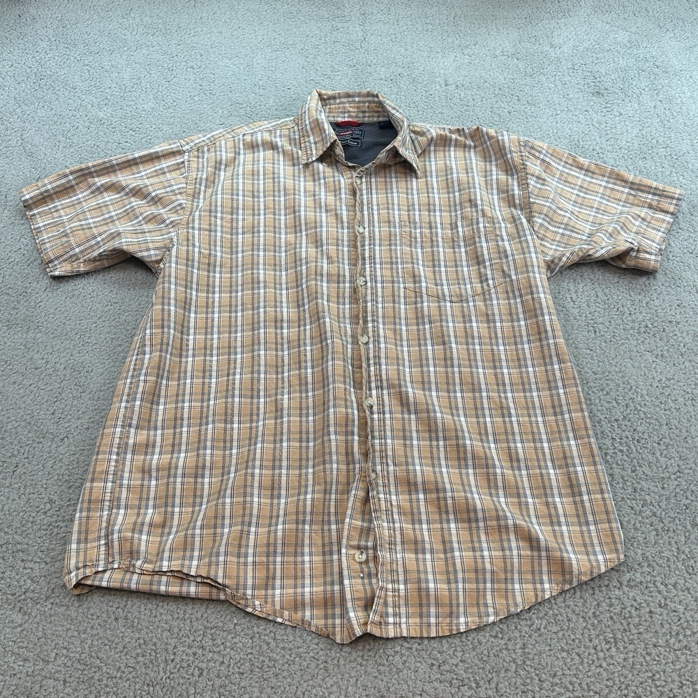 Wrangler Shirt Mens Medium Measures 44x30 Multicolor Cool River Cotton - Picture 2 of 13